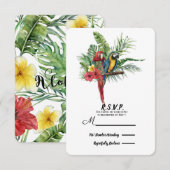 Island Paradise Birds Tropical Floral Wedding RSVP (Voorkant / Achterkant)