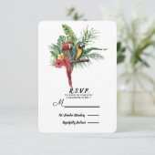 Island Paradise Birds Tropical Floral Wedding RSVP (Staand voorkant)