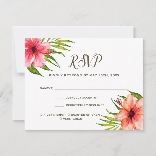 Island Paradise | Keuzenbloemen Palm Leaf RSVP Kaartje (Voorkant)