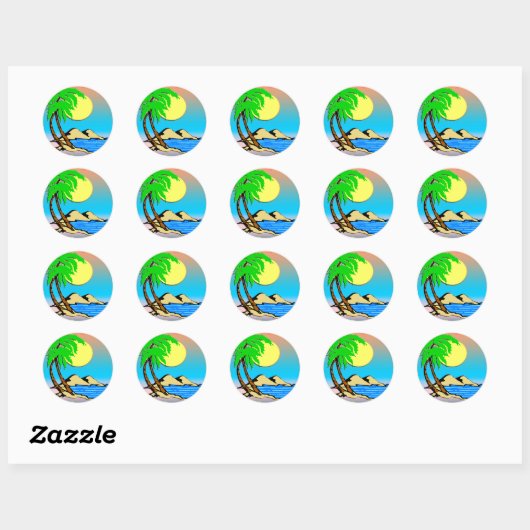 Island Paradise Ronde Sticker (Vel)
