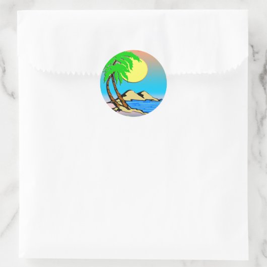 Island Paradise Ronde Sticker (Tas)