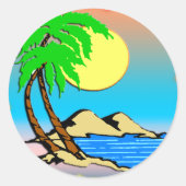 Island Paradise Ronde Sticker (Voorkant)