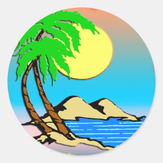 Island Paradise Ronde Sticker (Voorkant)