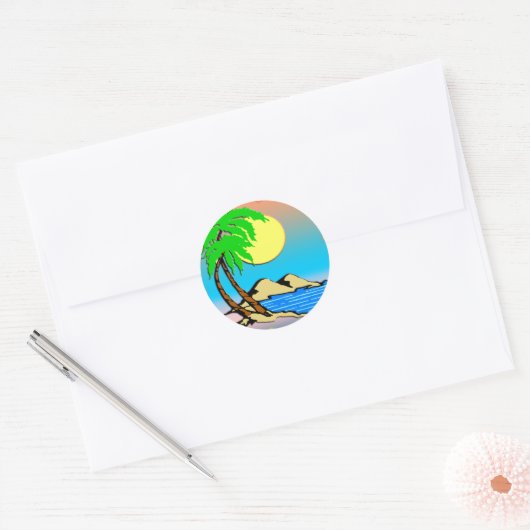Island Paradise Ronde Sticker (Envelop)