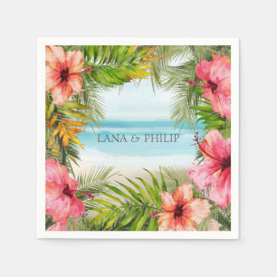 Island Paradise   Tropische doorbloem en palmen Servet