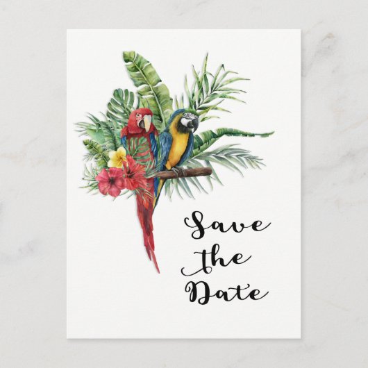 Island Paradise Vogels Tropical Save the Date Aankondigingskaart (Voorkant)