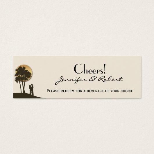 Island Paradise Wedding Drink Tickets Mini Visitekaartjes (Voorkant)