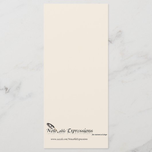 Island Paradise Wedding Menu (Achterkant)