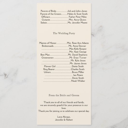 Island Paradise Wedding Programma Programmakaart (Achterkant)