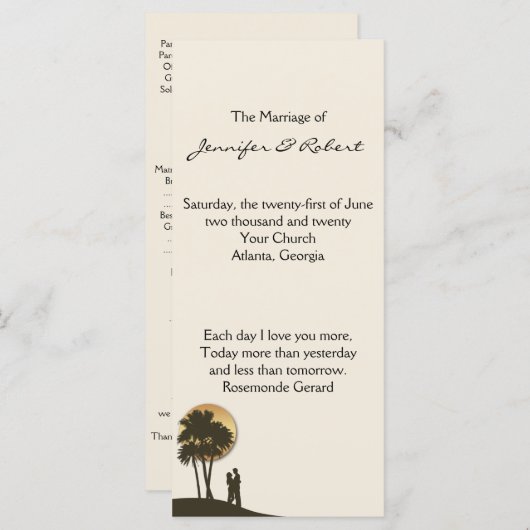 Island Paradise Wedding Programma Programmakaart (Voorkant / Achterkant)