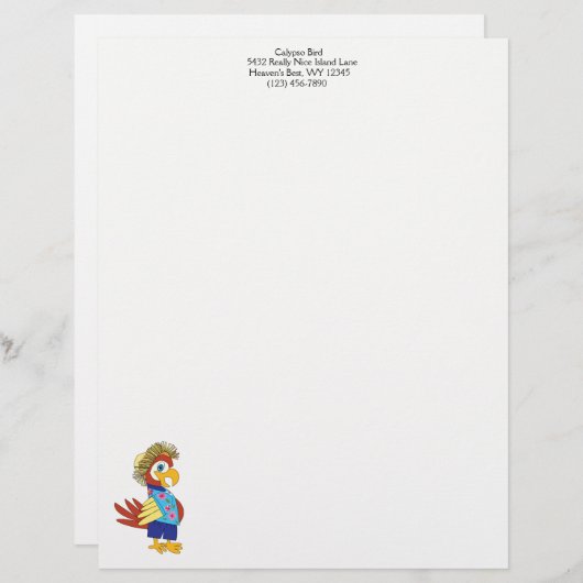"Island Parrot" Persoonlijke Letterhead Briefhoofd Sjabloon (Voorkant / Achterkant)