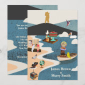 Island Parrots Couple Top of Mountain Wedding Kaart (Voorkant / Achterkant)