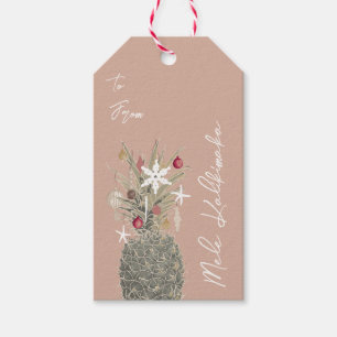 Island Pine, Hawaiian Style Kerstmis Cadeaulabel