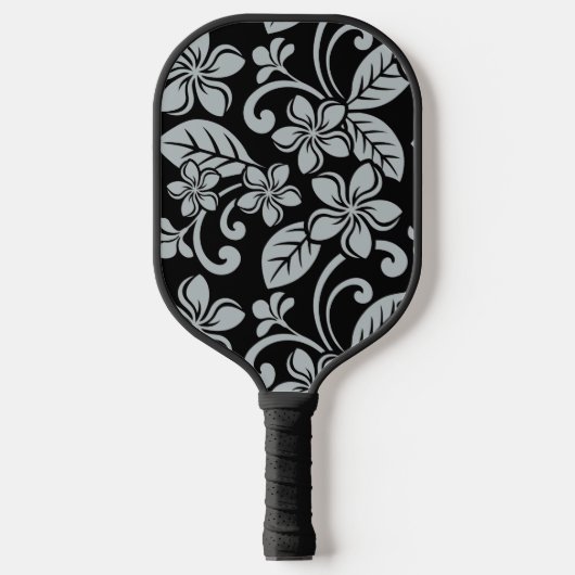ISLAND PLUMERIA (BLACK/GRAY) PICKLEBALL PADDLE (Voorkant)