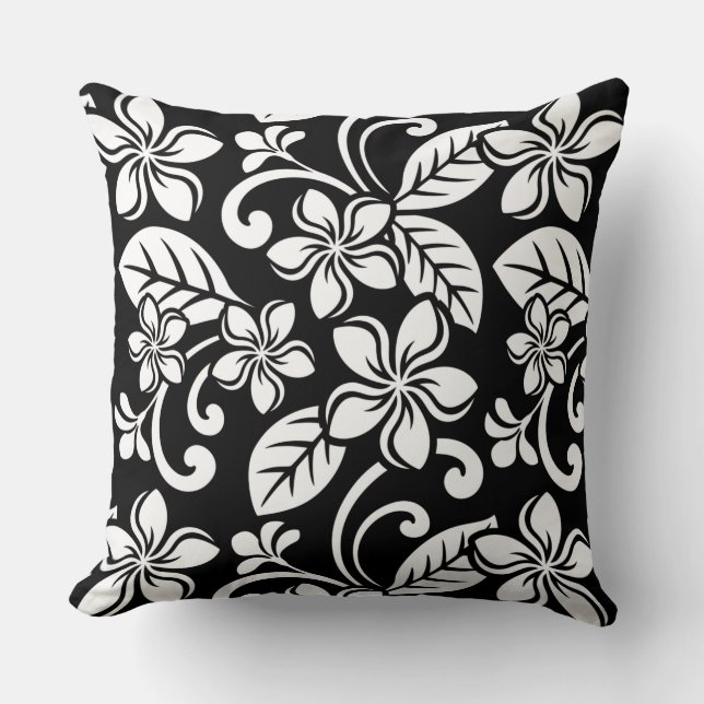 ISLAND PLUMERIA (BLACK) KUSSEN (Voorkant)