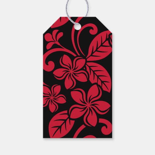 ISLAND PLUMERIA (BLACK/RED) GIFT-LABELS CADEAULABEL (Voorkant)