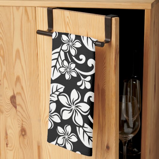ISLAND PLUMERIA (BLACK) THEEDOEK (Derde Gevouwen)