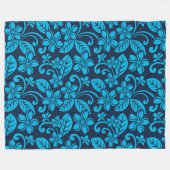 ISLAND PLUMERIA (Blauw x 2) Fleece Deken (Voorkant (Horizontaal))