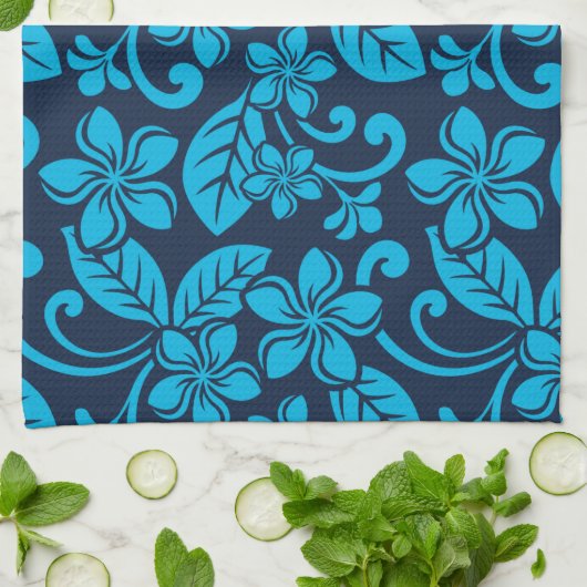 ?ISLAND PLUMERIA (Blauw x 2) Theedoek (Gevouwen)