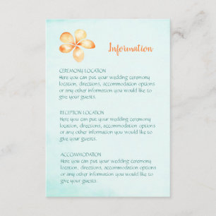 Island Plumeria Bruiloft Informatie Kaarten