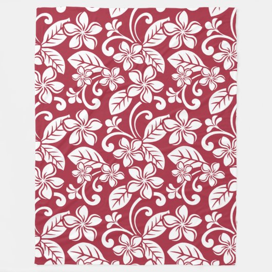 ISLAND PLUMERIA (CARDINAL RED) FLEECE DEKEN (Voorkant)
