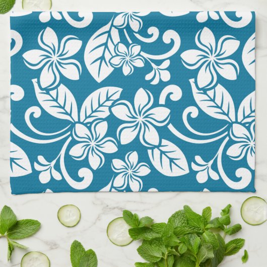 ISLAND PLUMERIA (CARIBBEAN BLUE) Keukenhanddoeken (Gevouwen)