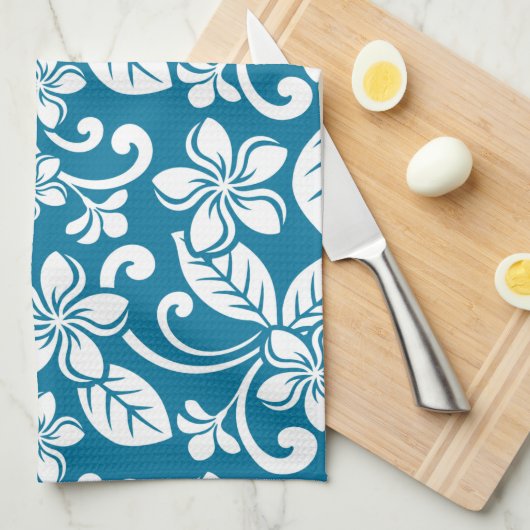 ISLAND PLUMERIA (CARIBBEAN BLUE) Keukenhanddoeken (Quarter Fold)