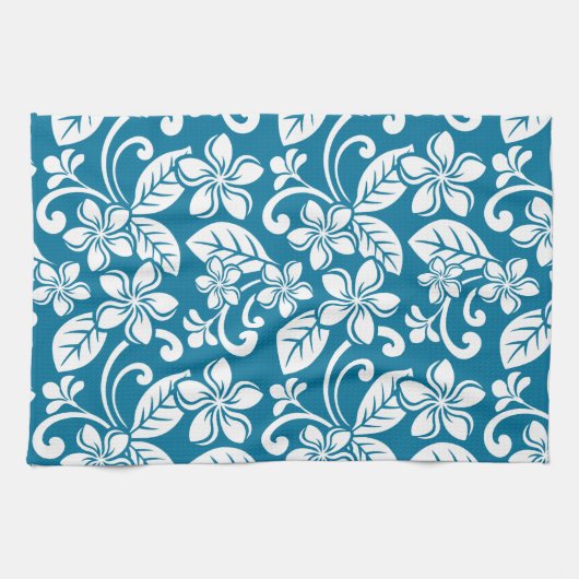 ISLAND PLUMERIA (CARIBBEAN BLUE) Keukenhanddoeken (Horizontaal)