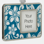 ISLAND PLUMERIA (CARIBISCHE BLAUW) VERZILVERD OMLIJST ORNAMENT (Rechts)