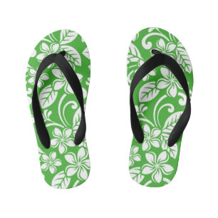 ISLAND PLUMERIA (CITRUS GREEN) KINDER TEENSLIPPERS