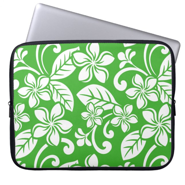 ISLAND PLUMERIA (CITRUS GREEN) LAPTOP SLEEVE (Voorkant)