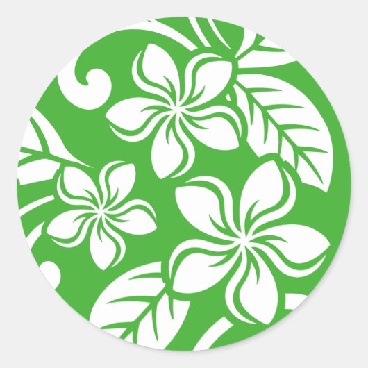 ISLAND PLUMERIA (CITRUS GREEN) RONDE STICKER (Voorkant)
