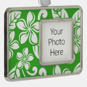 ISLAND PLUMERIA (CITRUS GREEN) VERZILVERD OMLIJST ORNAMENT (Rechts)