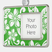 ISLAND PLUMERIA (CITRUS GREEN) VERZILVERD OMLIJST ORNAMENT (Links)