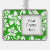 ISLAND PLUMERIA (CITRUS GREEN) VERZILVERD OMLIJST ORNAMENT (Voorkant)