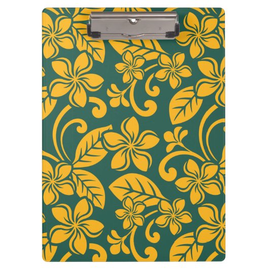 ISLAND PLUMERIA (DARK GREEN/GOLD) KLEMBORD (Voorkant)