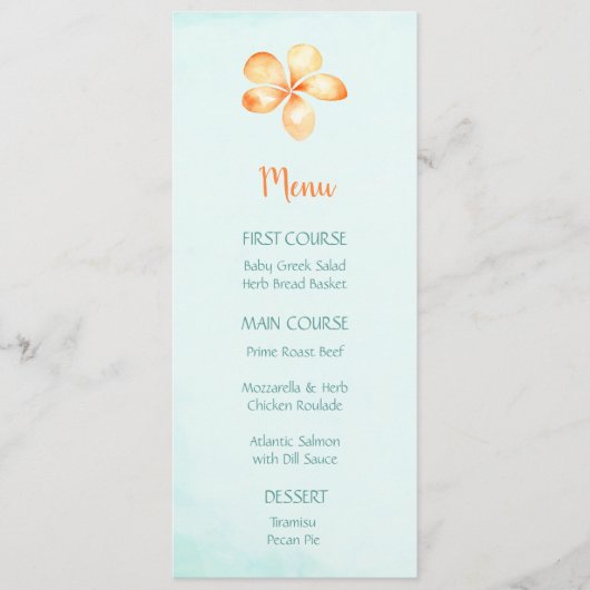 Island Plumeria Flower Waterverf menu's (Voorkant)