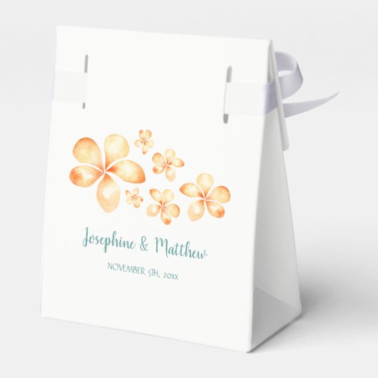 Island Plumeria Gele Waterverf Bruiloft Bedankdoosjes (Achterkant)