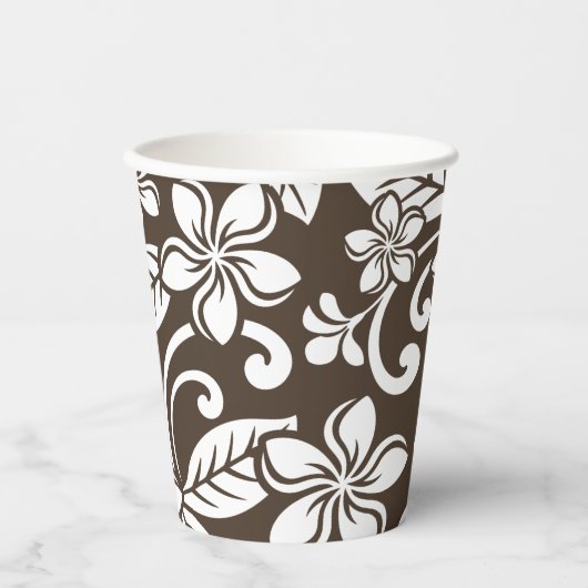 ISLAND PLUMERIA (KOFFIE BROWN) PAPIEREN BEKERS (Voorkant)