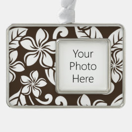 ISLAND PLUMERIA (KOFFIE BROWN) VERZILVERD OMLIJST ORNAMENT