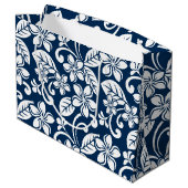 ISLAND PLUMERIA (NAVY BLUE) Gift Bag Groot Cadeauzakje (Achterkant Gekanteld)