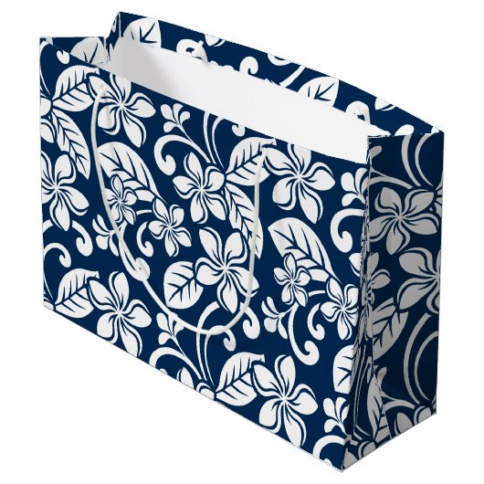 ISLAND PLUMERIA (NAVY BLUE) GROOT CADEAUZAKJE (Achterkant Gekanteld)
