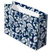 ISLAND PLUMERIA (NAVY BLUE) GROOT CADEAUZAKJE (Voorkant Gekanteld)