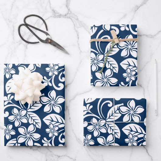 ISLAND PLUMERIA (NAVY BLUE) INPAKPAPIER VEL (Voorkant)