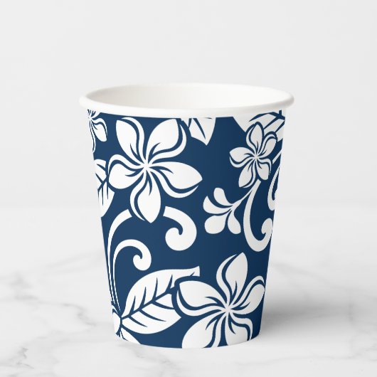 ISLAND PLUMERIA (NAVY BLUE) PAPIEREN BEKERS (Voorkant)