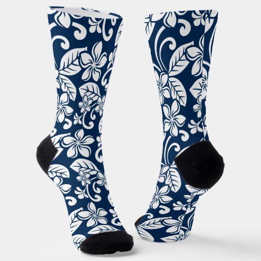 ISLAND PLUMERIA (NAVY BLUE) SOKKEN (Gebogen)