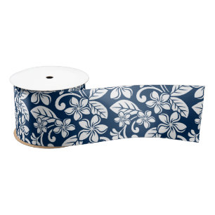 ISLAND PLUMERIA (NAVY) SATIN RIBBON SATIJNEN LINT