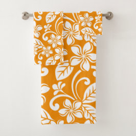 ISLAND PLUMERIA (ORANJE) BATH TOWEL SET BAD HANDDOEK