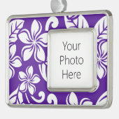 ISLAND PLUMERIA (PAARS) VERZILVERD OMLIJST ORNAMENT (Links)