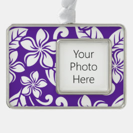 ISLAND PLUMERIA (PAARS) VERZILVERD OMLIJST ORNAMENT